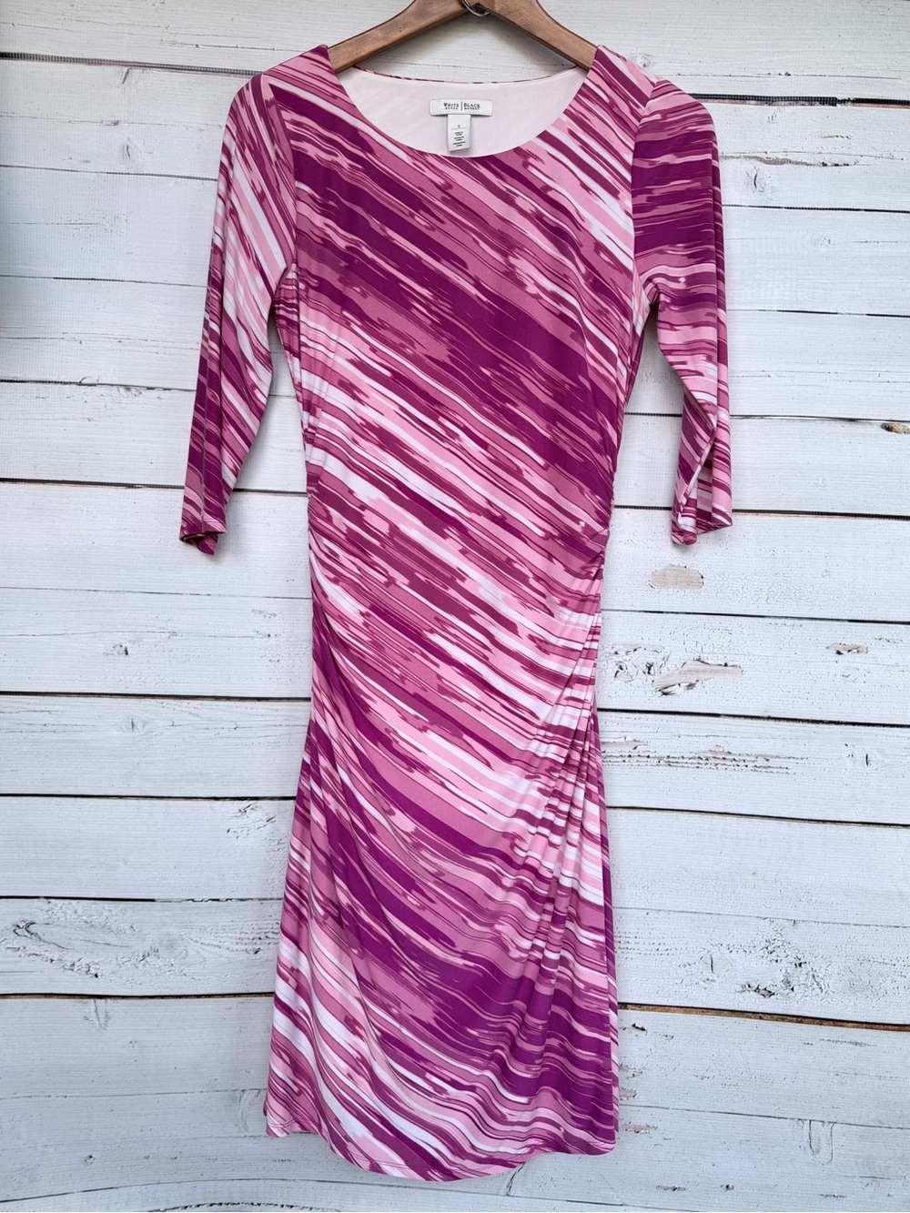White House Black Market Abstract Print Ruched Matte Jersey Sheath Dress Small